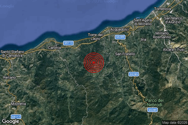 Terremoto 16:57:32 M3.1 epicentro “6 km W San Fratello (ME)” Terremoto 16:57:32 M3.1 epicentro “6 km W San Fratello (ME)”