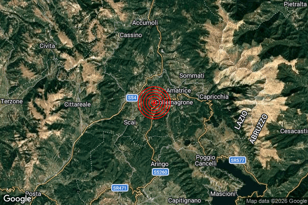 Terremoto 13:07:56 M2.4 epicentro “3 km SW Amatrice (RI)” Terremoto 13:07:56 M2.4 epicentro “3 km SW Amatrice (RI)”