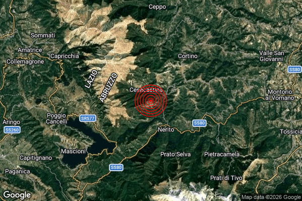 Terremoto 15:14:26 M2.2 epicentro “4 km NW Crognaleto (TE)” Terremoto 15:14:26 M2.2 epicentro “4 km NW Crognaleto (TE)”