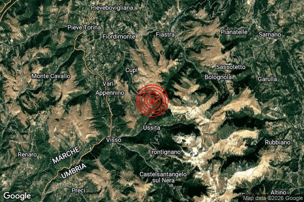 Terremoto 21:53:50 M2.4 epicentro “3 km N Ussita (MC)” Terremoto 21:53:50 M2.4 epicentro “3 km N Ussita (MC)”