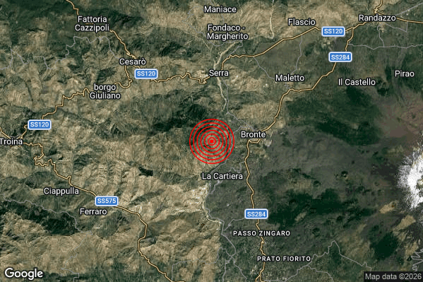 Terremoto 07:23:38 M2.0 epicentro “4 km W Bronte (CT)” Terremoto 07:23:38 M2.0 epicentro “4 km W Bronte (CT)”