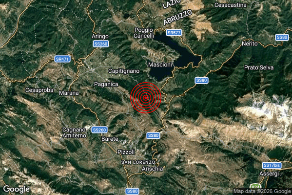 Terremoto 23:51:24 M2.0 epicentro “4 km SE Capitignano (AQ)” Terremoto 23:51:24 M2.0 epicentro “4 km SE Capitignano (AQ)”