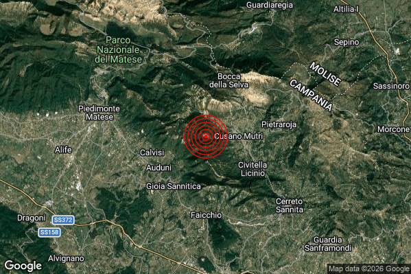Terremoto 02:23:50 M2.0 epicentro “3 km W Cusano Mutri (BN)” Terremoto 02:23:50 M2.0 epicentro “3 km W Cusano Mutri (BN)”