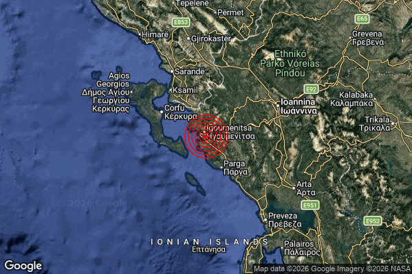 Terremoto 01:34:51 M3.9 epicentro “Confine Grecia-Albania (GRECIA ALBANIA)”