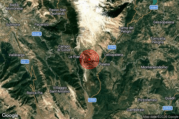 Terremoto 04:29:02 M2.0 epicentro “3 km W Palena (CH)” Terremoto 04:29:02 M2.0 epicentro “3 km W Palena (CH)”